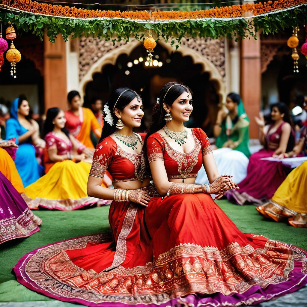 An enchanting scene showcasing a vibrant Indian festival, filled with colorful decorations, sensual dance performances, and joyful celebrations. Incorporate elements of traditional Indian culture, such as intricate henna designs and festive attire, with hints of playful adult content artistry. The atmosphere should exude warmth and allure, drawing the viewer into a world of exquisite pleasure and joy. vivid colors. super-realistic.